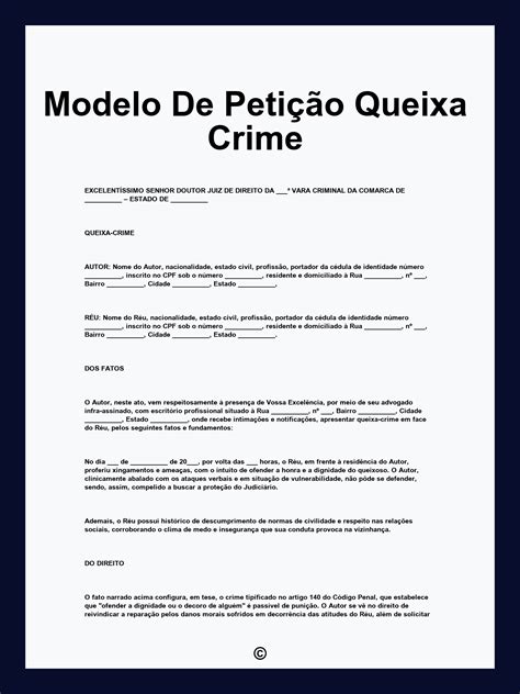 Queixa Crime Modelo