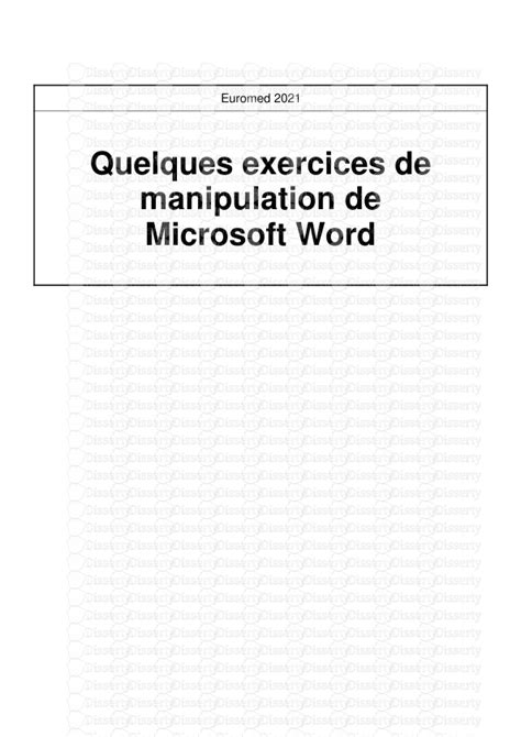 Quelques Exercices De Manipulation De Microsoft Word 2010