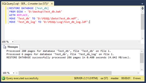 query to restore database in sql server