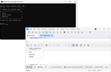 query to show all tables in database