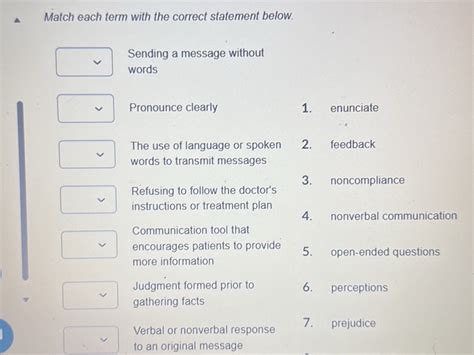 Question 21: Match Each Term To Its Description