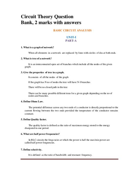 Question And Answer Circuit Theory Mesh