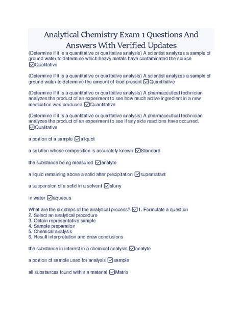 Question Answer Analytical Chemistry