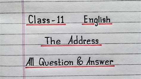 Question Answer Of The Address