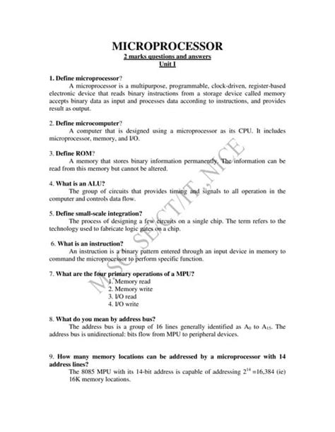 question bank for microprocessors and its application