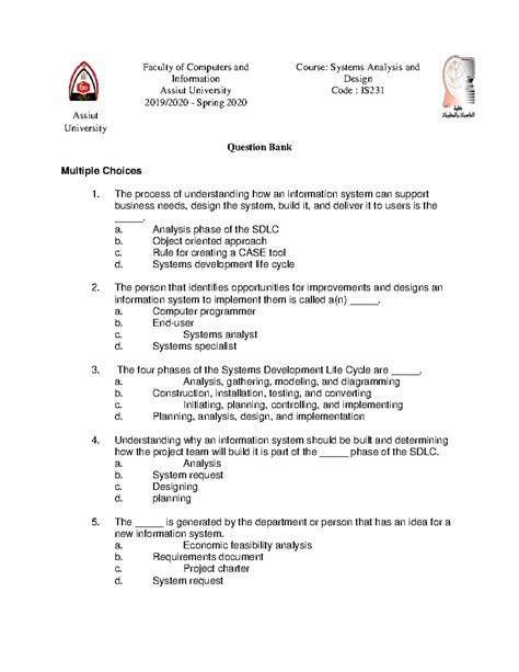 Question Example For System Analysis And Design