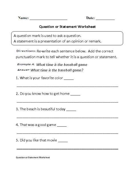 Question Or Statement Worksheet Education Com Question Or Statement Worksheet - Question Or Statement Worksheet