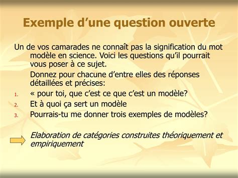 Question Ouverte Exemple