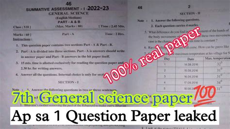 Question Paper General Science Of Jsc Exam
