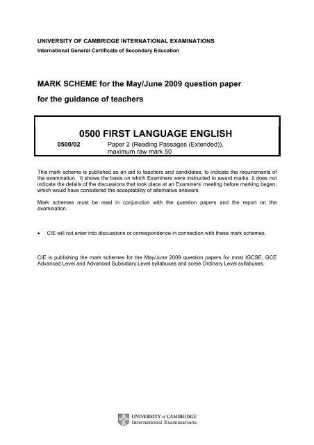 question paper igcse from 2009