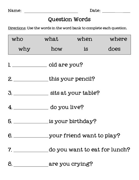 Question Words Question Marks 1st Grade Kindergarten Writing Worksheet The 5 W S For Kindergarten - Worksheet The 5'w's For Kindergarten