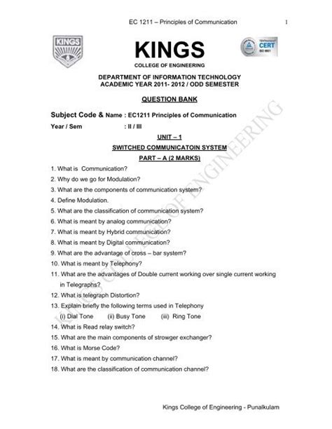 Full Download Question Bank Kings College Of Engineering 
