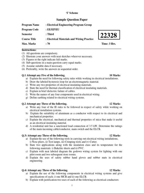 Read Question Paper Electrical Wiring 2013 