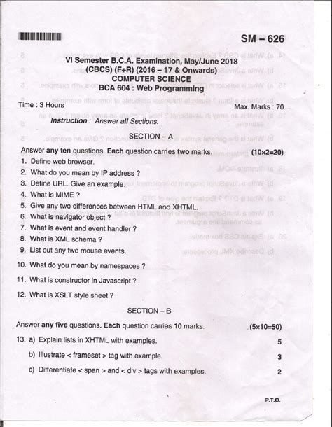 Read Online Question Paper Notes For Bca 