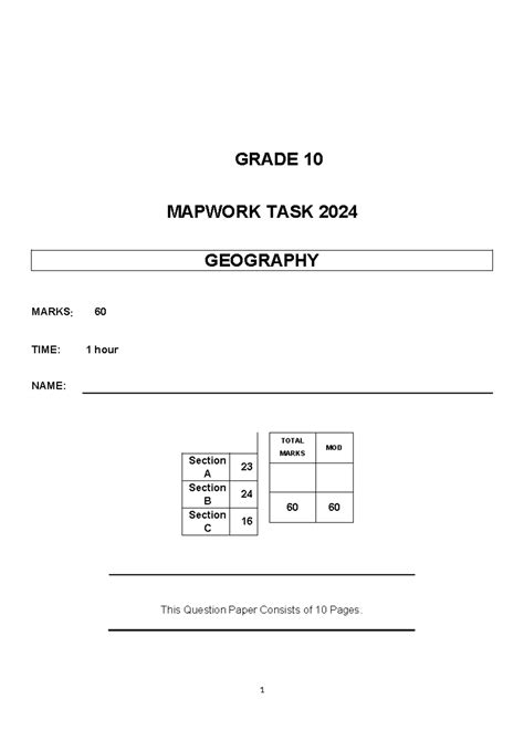 Full Download Question Paper Of Geography Mapwork Grade 10 