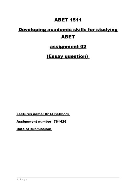 Read Question Papers For Abet 1511 In Unisa 