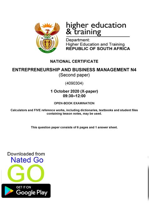 Download Question Papers Of Entrepreneurship N6 