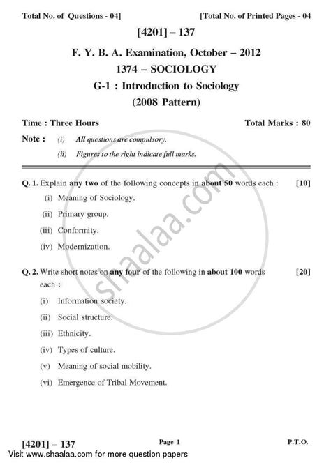 Read Online Question Sociology 1St Paper Board Jessore2012 Bd 
