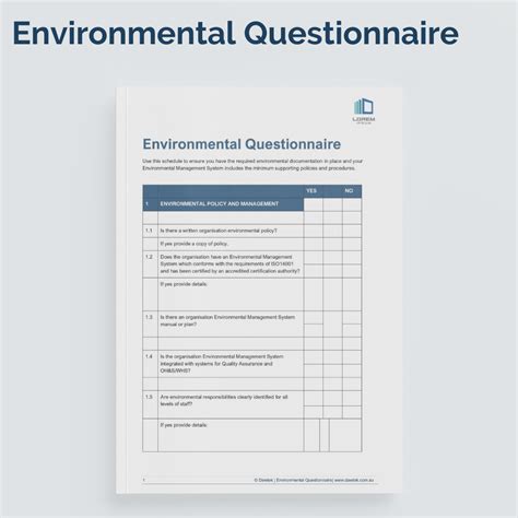 Questionnaire On Environmental Problems And The Survival