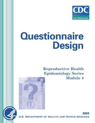 Read Questionnaire Design Reproductive Health Series Module 4 