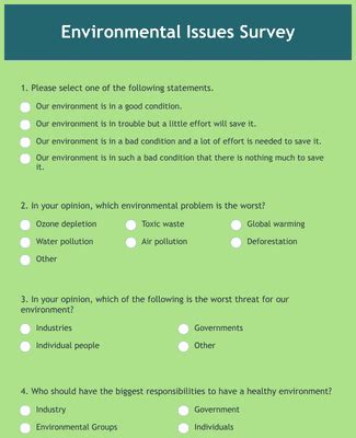 Download Questionnaire On Environmental Problems And The Survival 