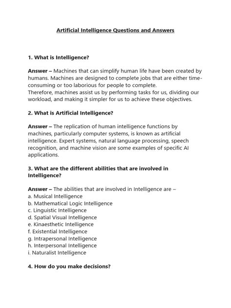 Questions Artificial Intelligence