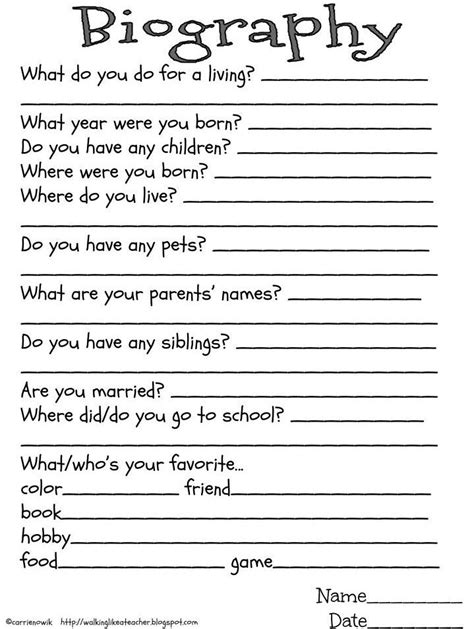 questions to write a biography