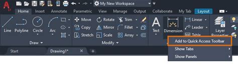 Quick Access Toolbar Autocad