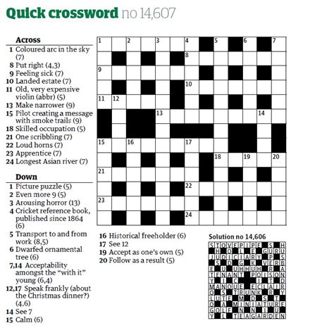 Quick Crosswords The Guardian Printable Science Crossword Puzzles - Printable Science Crossword Puzzles