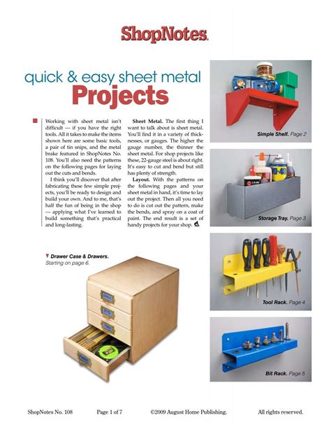 Quick Easy Sheet Metal Projects Shopnotes