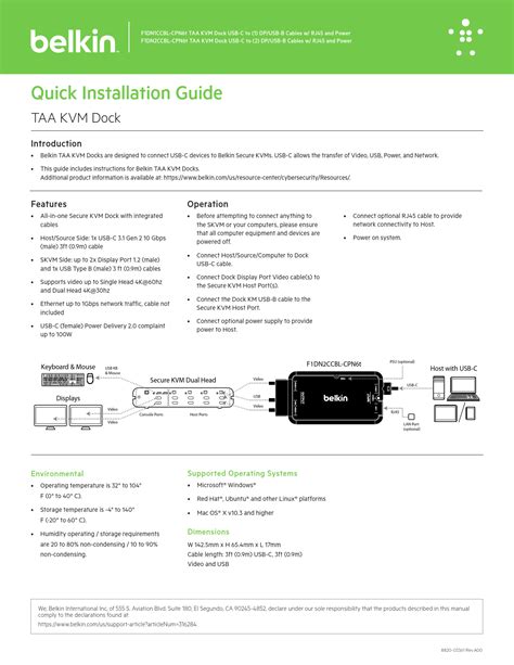 Quick Installation Guide For Belkin N600 Db