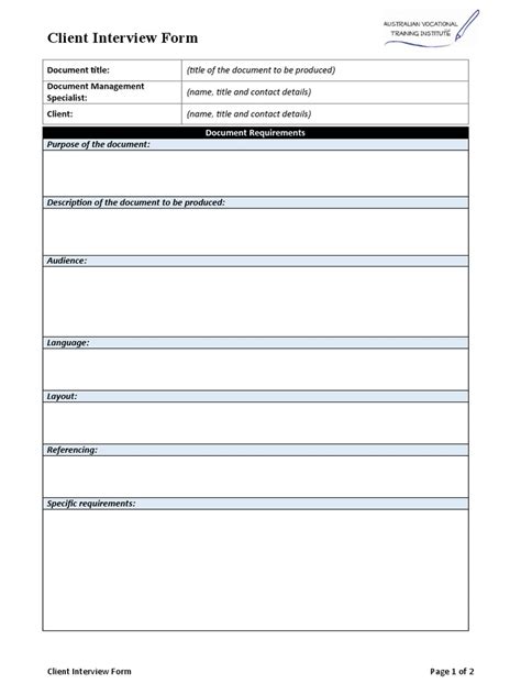 Quickbooks Client Interview Form