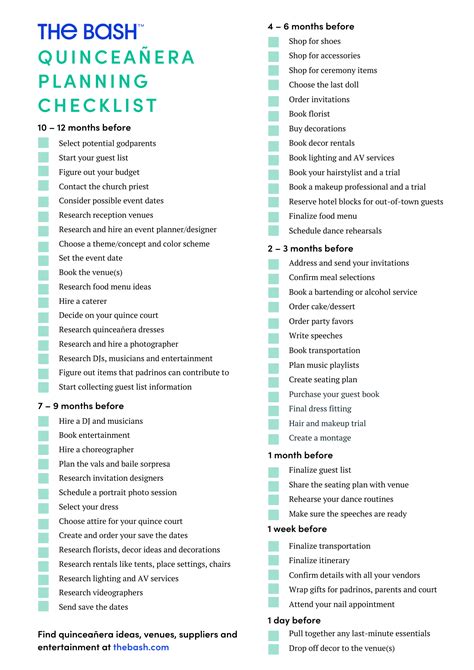 Quinceanera Checklist
