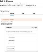 Quiz 6 Chapter Three Quiz Name