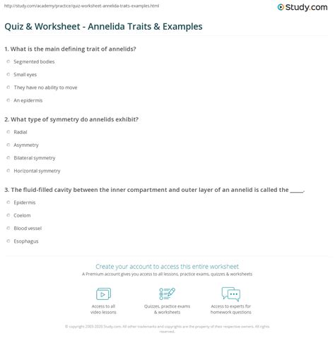 Quiz Amp Worksheet Annelid Metamery Study Com Annelid Worksheet Answers - Annelid Worksheet Answers