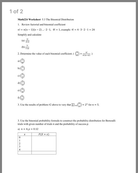 Quiz Amp Worksheet Binomial Distribution Study Com Binomial Distribution Worksheet Answers - Binomial Distribution Worksheet Answers