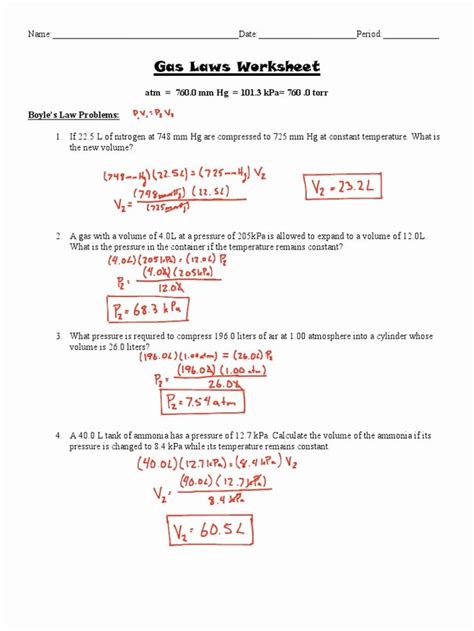 Quiz Amp Worksheet Boyleu0027s Law Study Com Boyle S Law Worksheet With Answers - Boyle's Law Worksheet With Answers