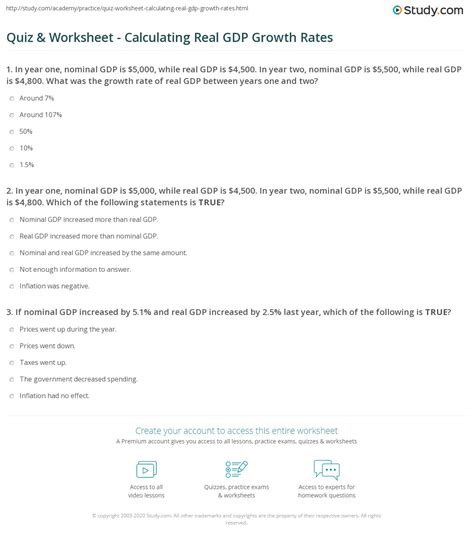 Quiz Amp Worksheet Calculating Real Gdp Growth Rates All About Gdp Worksheet Answers - All About Gdp Worksheet Answers