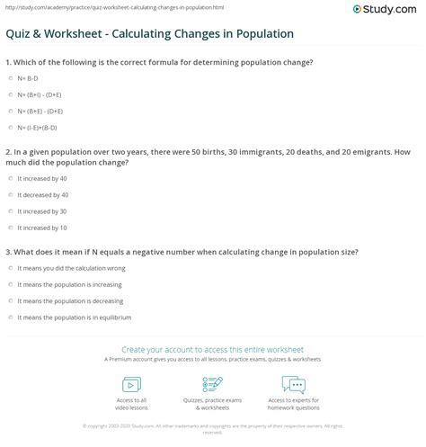 Quiz Amp Worksheet Calculating The Population Growth Rate Population Calculation Worksheet Answers - Population Calculation Worksheet Answers