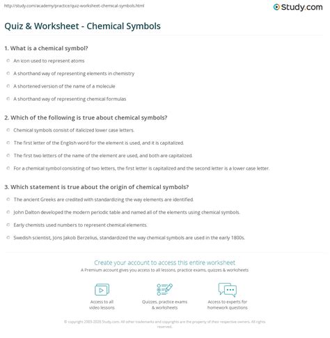 Quiz Amp Worksheet Chemical Symbols Study Com Words From Chemical Symbols Worksheet Answers - Words From Chemical Symbols Worksheet Answers