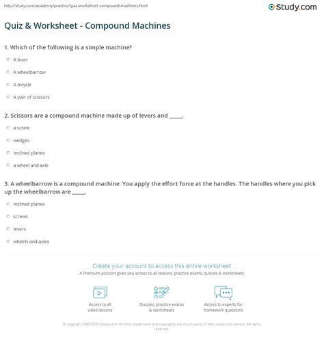 Quiz Amp Worksheet Compound Machines Study Com Compound Machine Worksheet - Compound Machine Worksheet