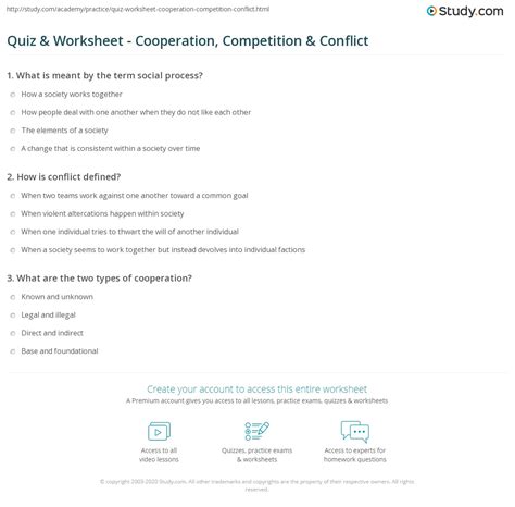 Quiz Amp Worksheet Cooperation Competition Amp Conflict Study Conflict And Cooperation Worksheet Answers - Conflict And Cooperation Worksheet Answers
