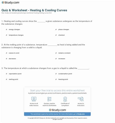 Quiz Amp Worksheet Heating Amp Cooling Curves Study A Heating Curve Worksheet Answers - A Heating Curve Worksheet Answers