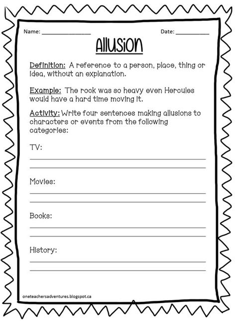 Quiz Amp Worksheet Identifying Allusion In Literature Study Allusion Worksheet For Middle School - Allusion Worksheet For Middle School