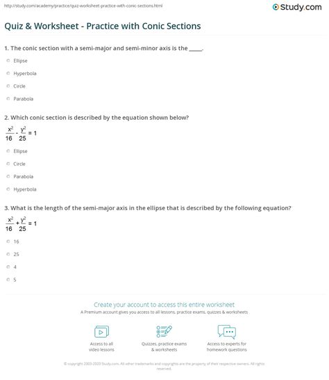 Quiz Amp Worksheet Practice With Conic Sections Study Conics Worksheet 1 Circles Answers - Conics Worksheet 1 Circles Answers