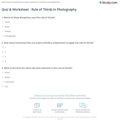 Quiz Amp Worksheet Rule Of Thirds In Photography Rule Of Thirds Worksheet - Rule Of Thirds Worksheet