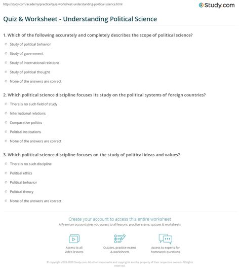 Quiz Amp Worksheet Understanding Political Science Study Com Political Science Worksheets - Political Science Worksheets