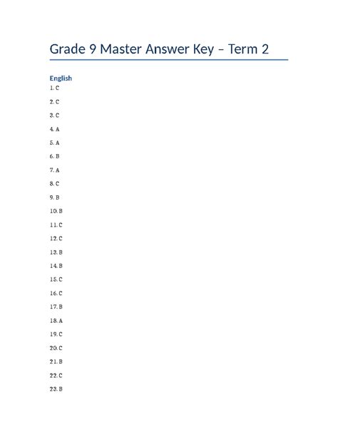 quiz master answer key