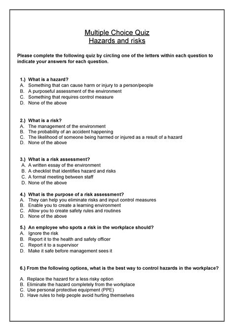 quiz multiple choice questions and answers