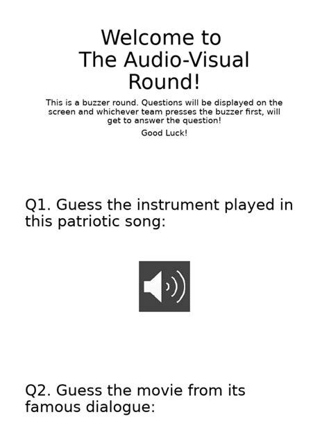 Quiz Questions Audio Visual